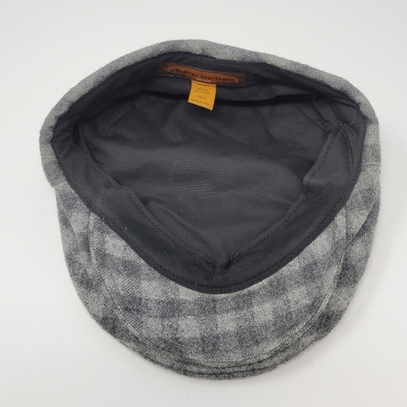 COUNTRY GENTLEMAN FLAT CAP NEWSBOY HAT WOOL BLEND GREY BUFFALO PLAID MEN MEDIUM - Picture 8 of 12